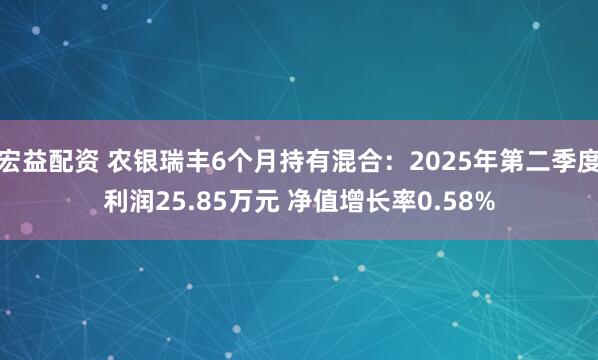 宏益配资 农银瑞丰6个月持有混合：2025年第二季度利润25.85万元 净值增长率0.58%