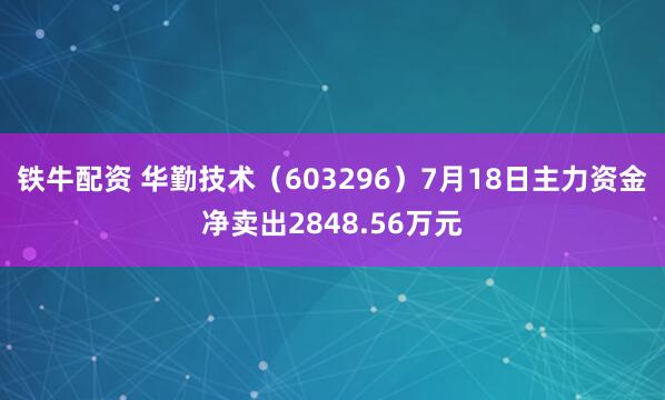 铁牛配资 华勤技术（603296）7月18日主力资金净卖出2848.56万元